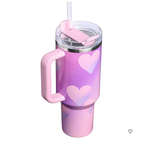 Stanley 40oz Stainless Steel H2.0 Flowstate Quencher Powder Pink Heart Gradient - Picture 2 of 7